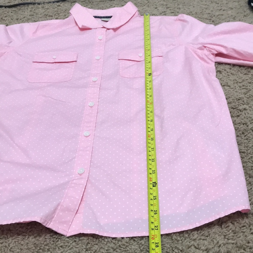 L.L. Bean Polka Dot Pastel Pink Long Sleeve Button Down Shirt Women’s Size Large - Picture 5 of 9